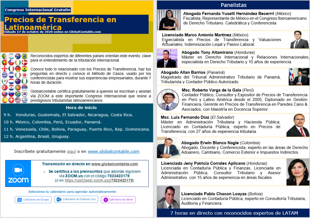 Congreso Online gratuito Precios de Transferencia en Latinoamérica