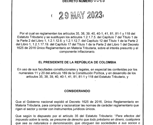 Decreto 0848 29 Mayo 2023 – Ministerio de Hacienda y Crédito Público.